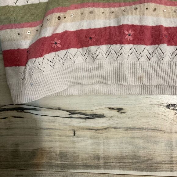 Alfred Dunner collared , v-neck half zip sweater striped size large - Picture 11 of 11